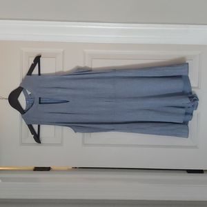 Chambray romper with halter keyhole neckline